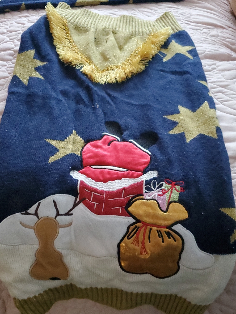 Dog Navy Blue & Gold Star Holiday Sweater
